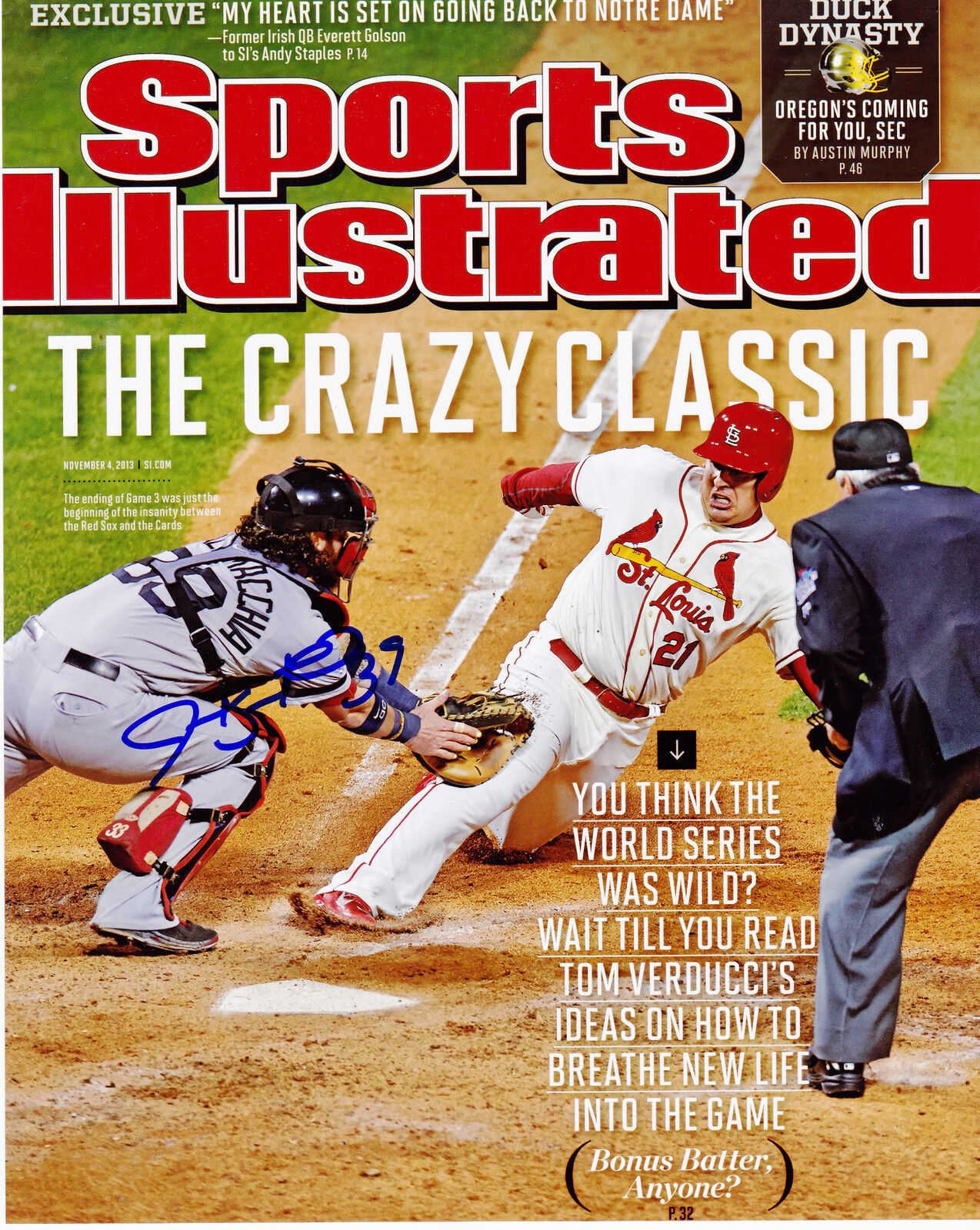 JARROD SALTALAMACCHIA BOSTON RED SOX SPORTS ILLUSTRATED SIGNED 8x10