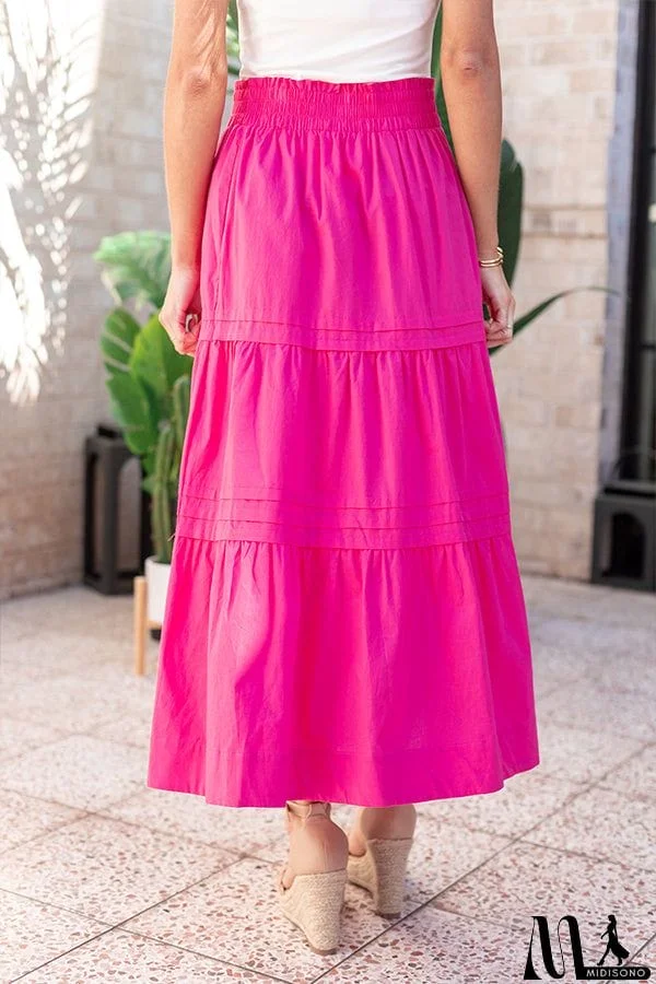 MidiSono - Solid color pleated skirt