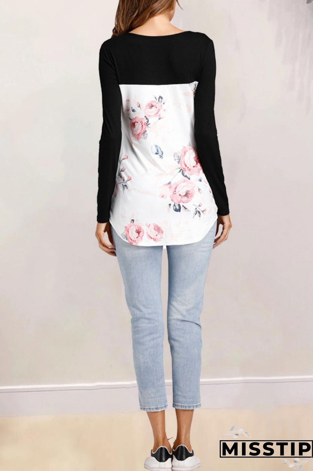 Grass Green Casual Print Patchwork Tops