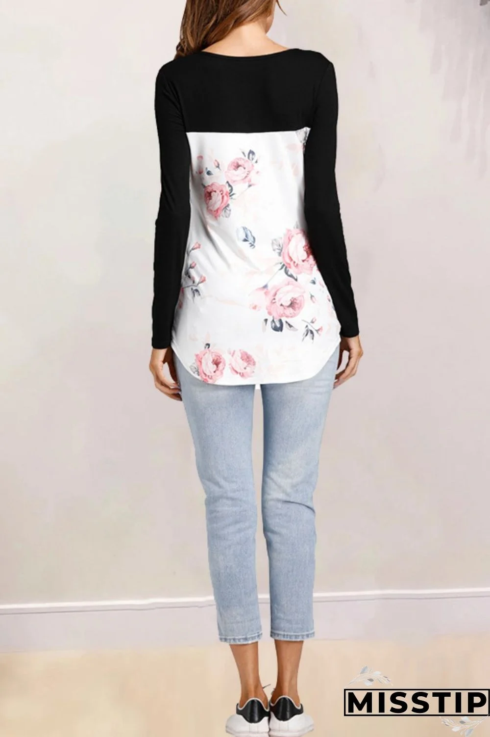 Grass Green Casual Print Patchwork Tops