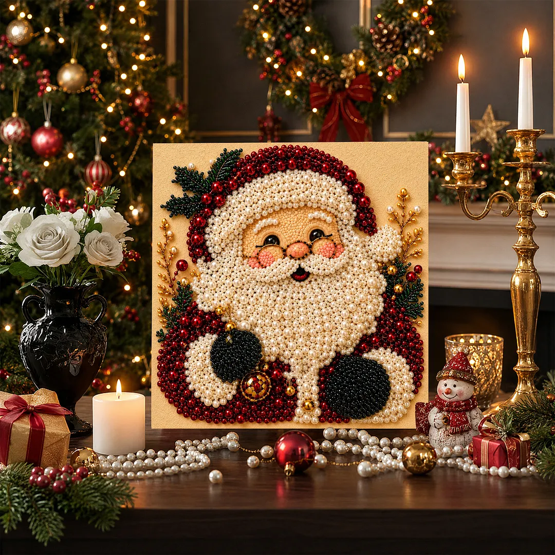 Pearl Painting Kit for Adults Framed Christmas Santa