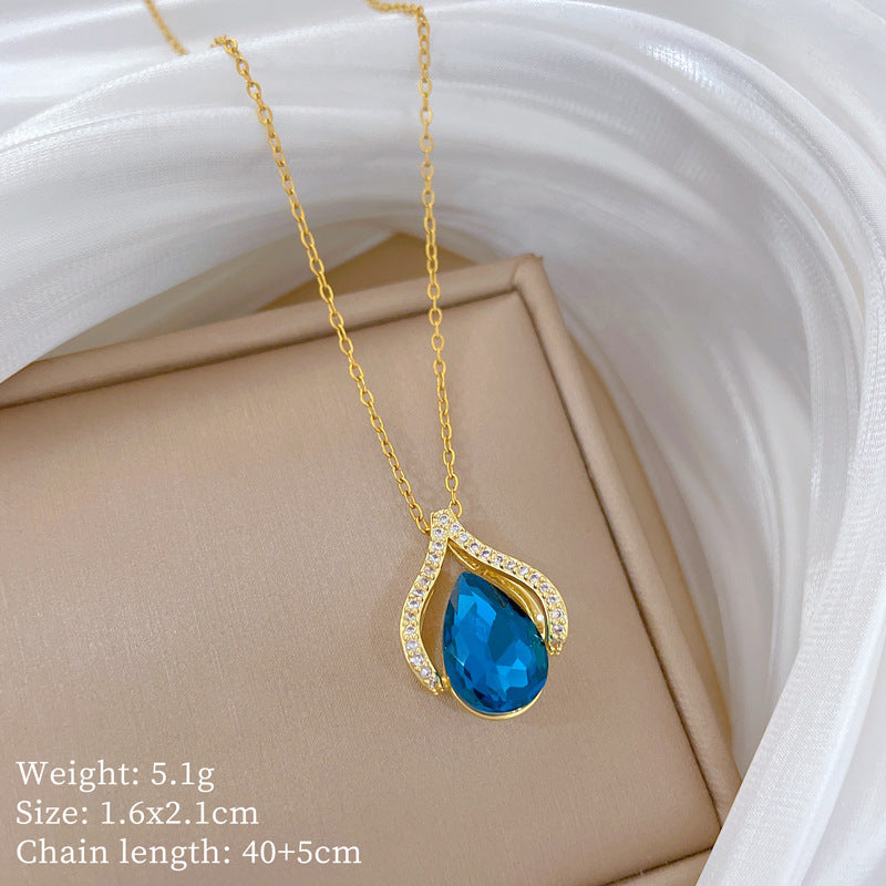 Copper Micro-Inlaid Cross Fashionable And Gorgeous Full Diamond Necklace For Women All-Match Clavicle Chain Titanium Steel