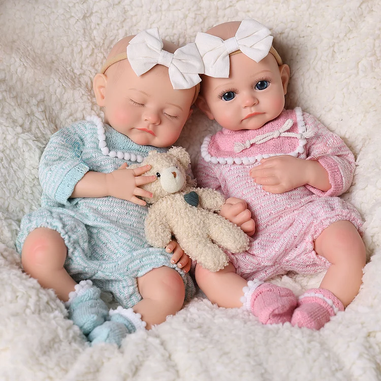 Babeside Realistic Silicone Baby Liors & Jeffrey 16'' Little Infant Twins A Meaningful Gift