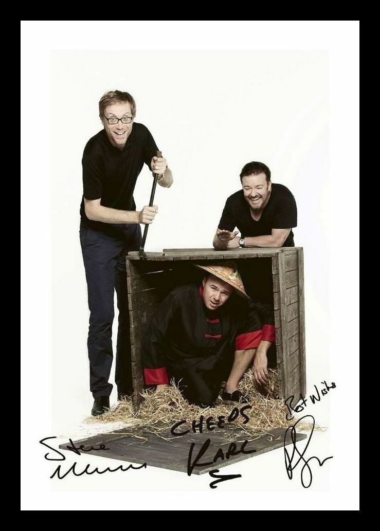 Stephen Merchant & Ricky Gervais & Karl Pilkington Signed & Framed Photo Poster painting