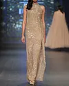 Elegant Sequin Embroidered Halter Neck Gown