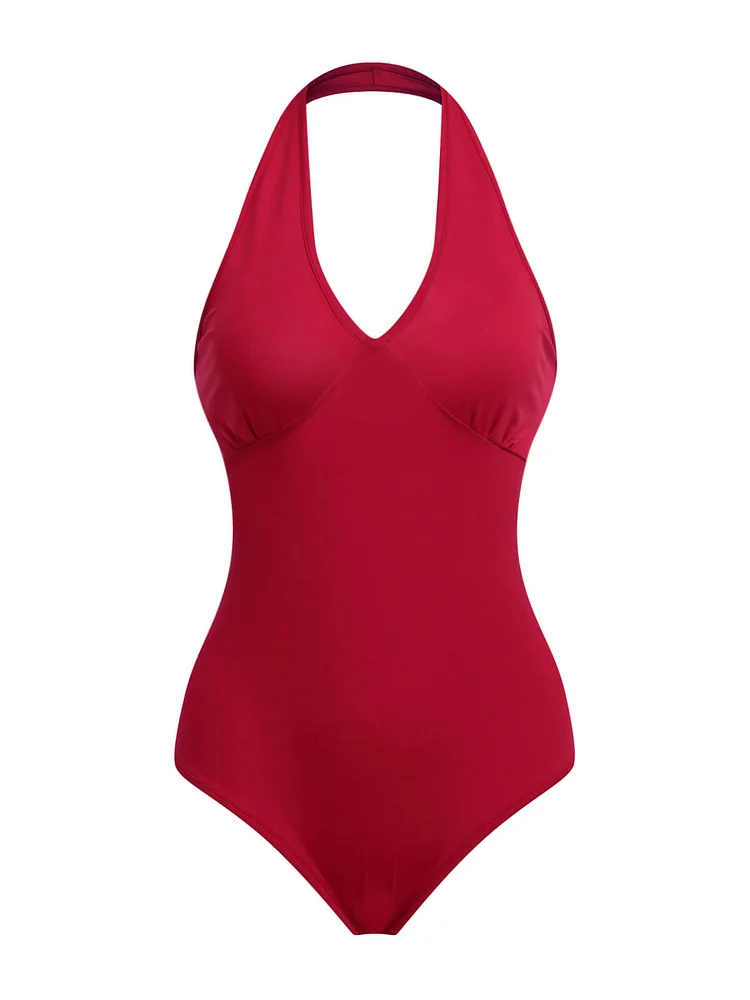Red Solid Vintage One-Piece Bodysuit