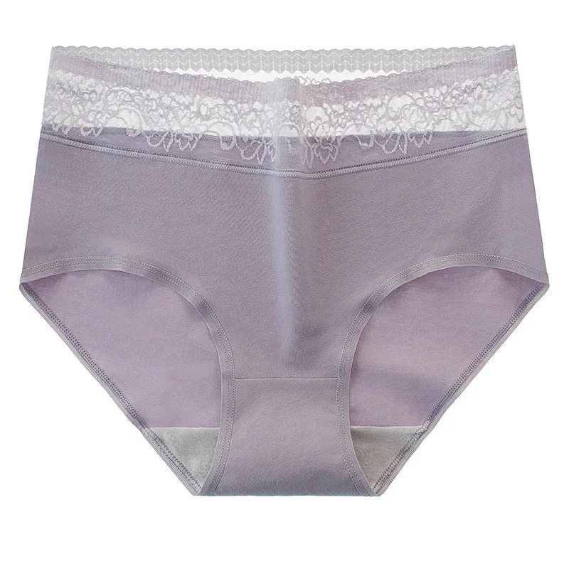 Women's Cotton Underwear Sexy Lace Panties High Waist Solid Color Underpants Seamless Women's Briefs Plus Size Female Lingerie