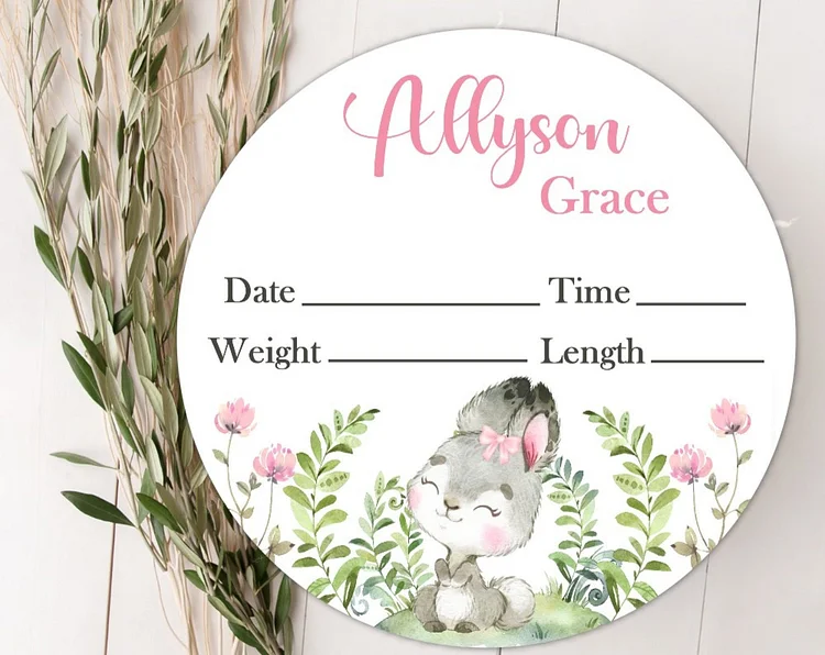 Personalized Bunny Baby Birth Stat Name Sign|S15