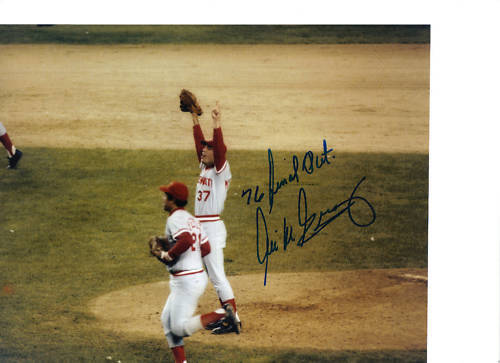 WILL MCENANEY CINCINNATI REDS 1976 WORLD SERIES FINAL OUT COLOR SIGNED 8x10