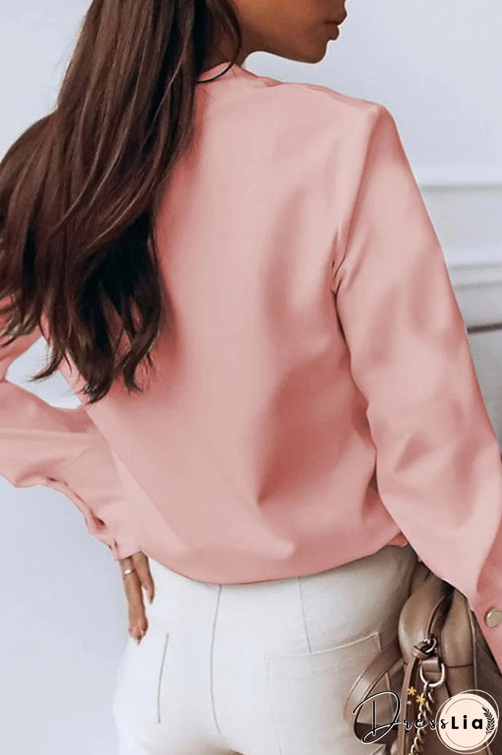 Shirt Collar Long Sleeve Blouse