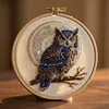Owl Partial Bead Embroidery Kit 11CT Pre-Printed Bead Cross stitch 36*36CM