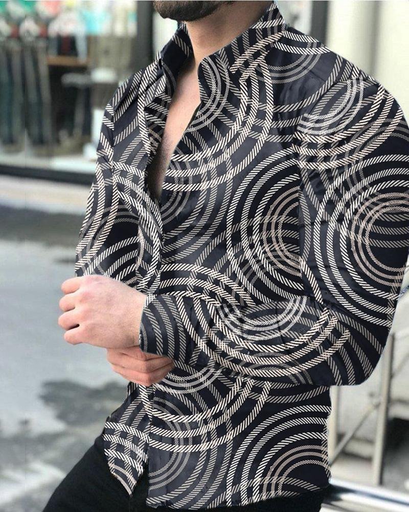 Trendy tie-dye lapel casual long-sleeved shirt