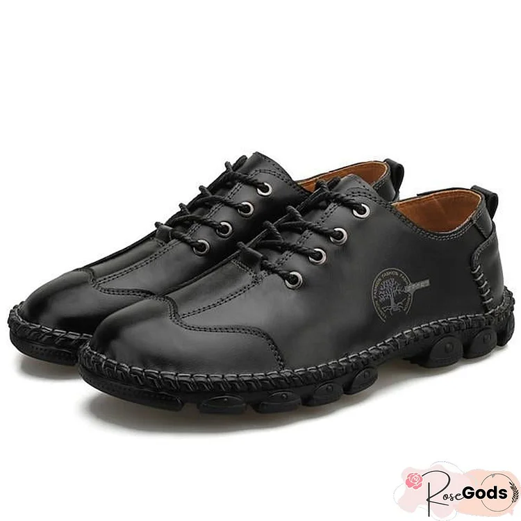 Men's Fall / Winter Business / Casual Daily Office & Career Oxfords Walking Shoes Cowhide Waterproof Shock Absorbing Wear Proof Black / Brown Slogan