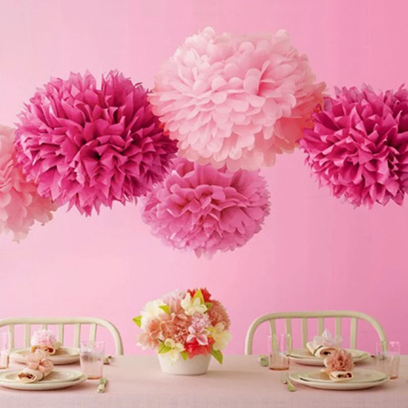 5PCS Handmade 6 (15CM) Tissue Paper Pom Poms Paper Flower Ball For Home Garden Party Wedding Birthday&Wedding Car Decoration