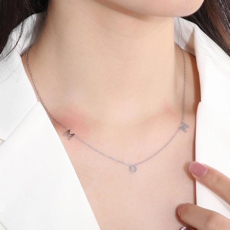 Stainless Steel 18K Gold Plated MAMA Minimalist Plating Solid Color Necklace