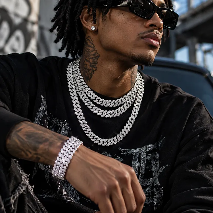 Iced Out 14MM Three Row Cuban Link Chain | Hip Hop Jewelry
