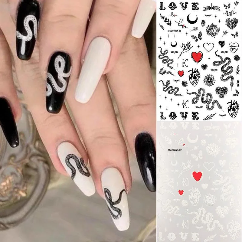 Snake Design 3D Nail Art Stickers 1Pc Women Diy Nail Decoration Transfer Stickers Slider Decals Tip Manicuring Art Accessory