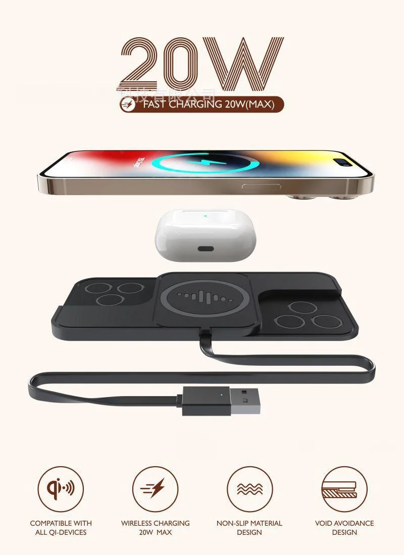 Ultra-thin car and home 2-in-1 anti-slip pad wireless charger