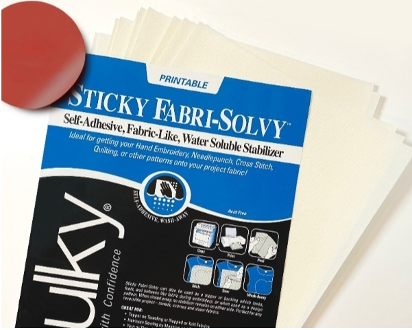 Sulky Fabri Solvy, printable stabilizer, stick and stitch paper, embroidery transfer patches, water-soluble fabric stabilizer