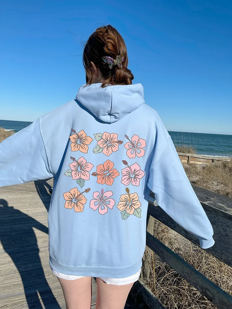 Hibiscus Flower Hoodie August Lemonade August Lemonade