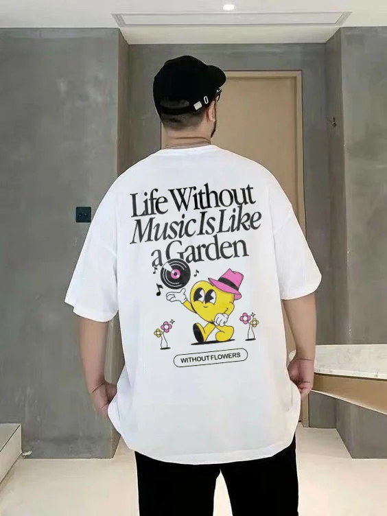 Life Without Music Is Like A Garden Printing Casual Men's T-shirt