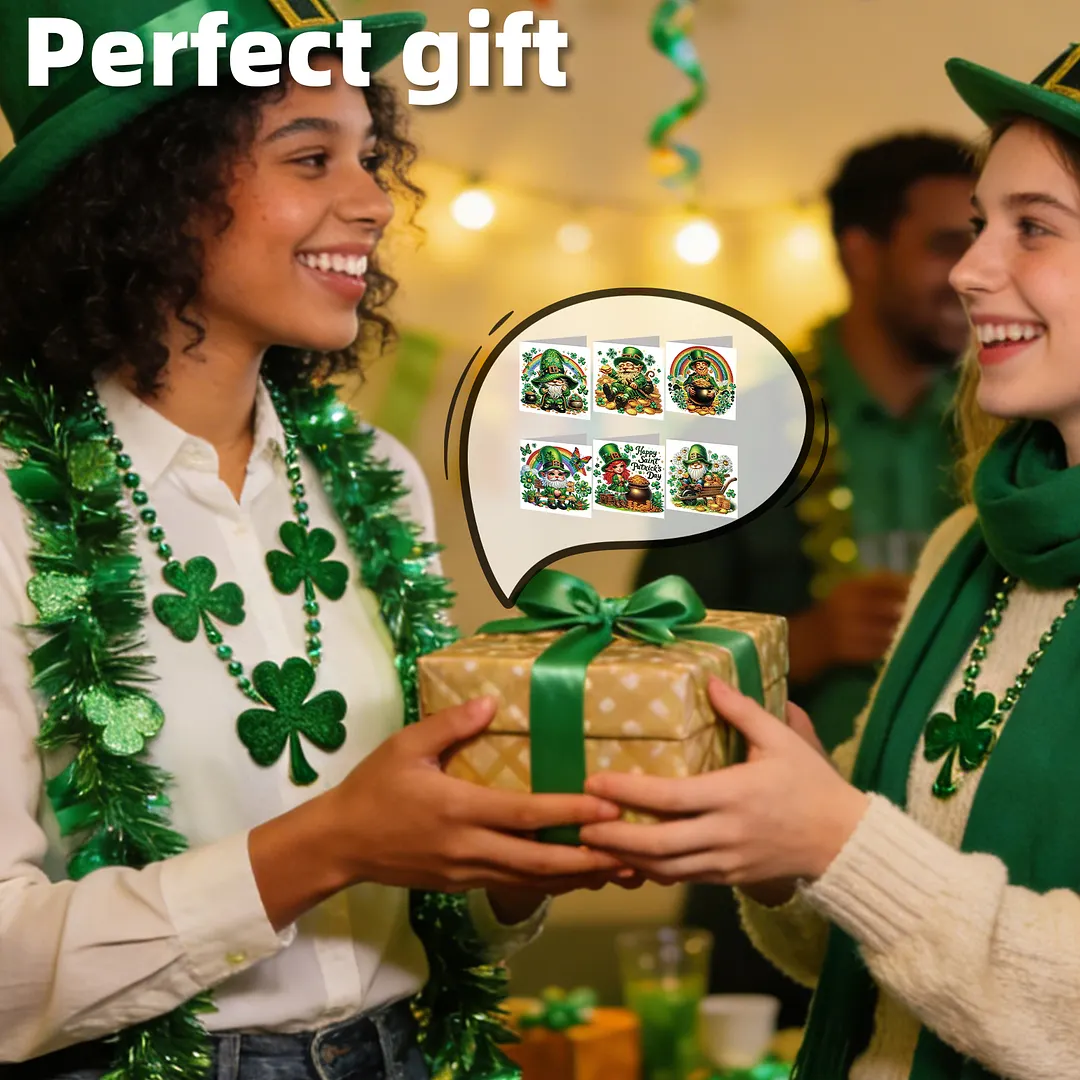 6Pcs St.Patrick Day Elves DIY Diamond Painting Greeting Card Set with Envelopes Diamond Art Handmade Cards for Beginner Adult Holiday Gifts