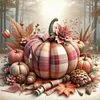 Red And White Checkered Pumpkin-11CT Stamped Cross Stitch 40*40cm/15.75*15.75in tapestrymarket
