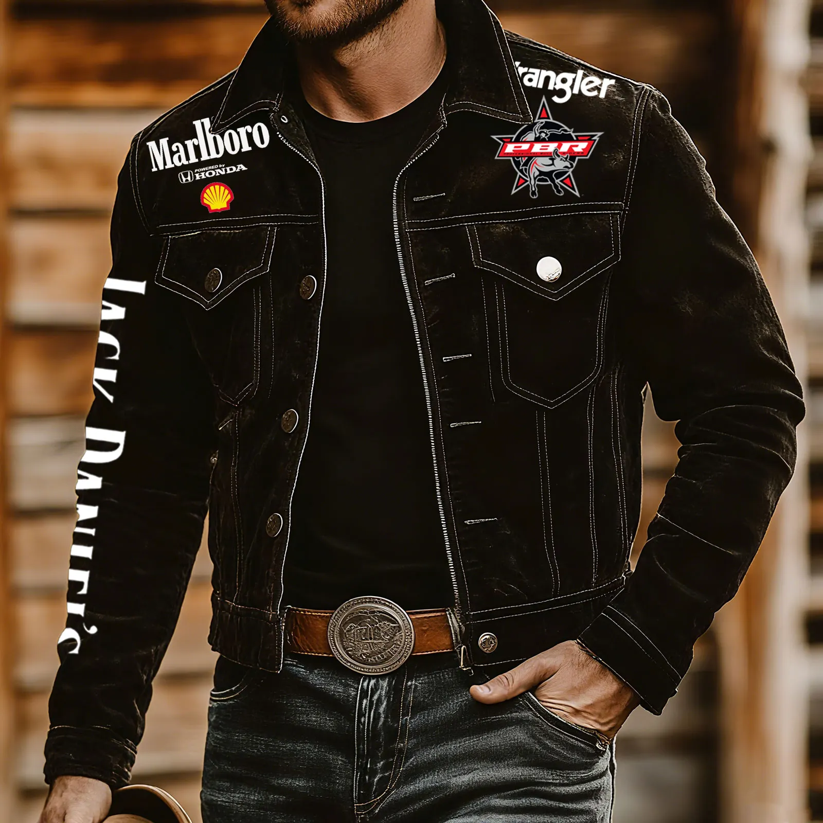 Men's Western Racing Style Fashion Denim Jacket