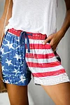 American Flag Drawstring Casual Elastic Waist Shorts