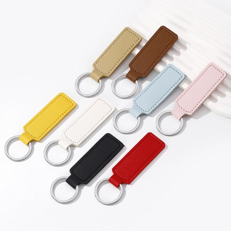 Minimalist Commute Solid Color Pu Leather Unisex Bag Pendant Keychain2