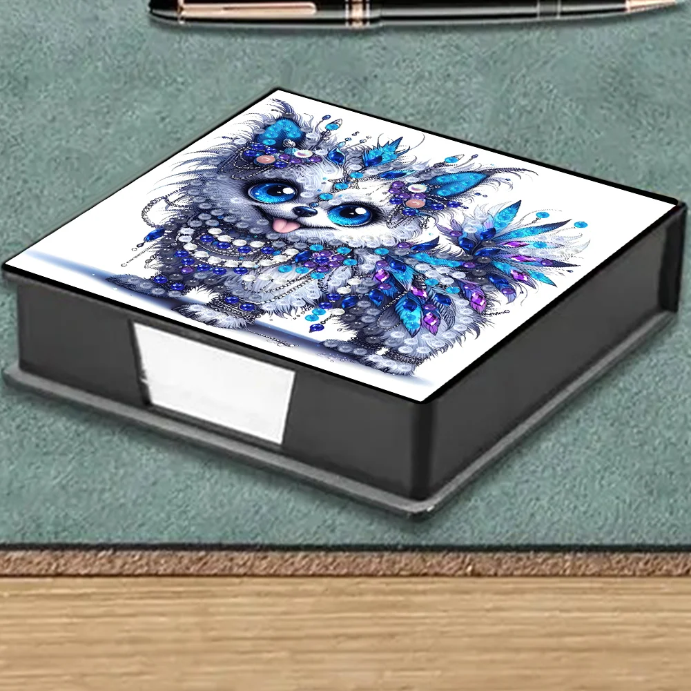 PU Dog Diamond Painting Notecard Box with Papers for DIY Art Craft