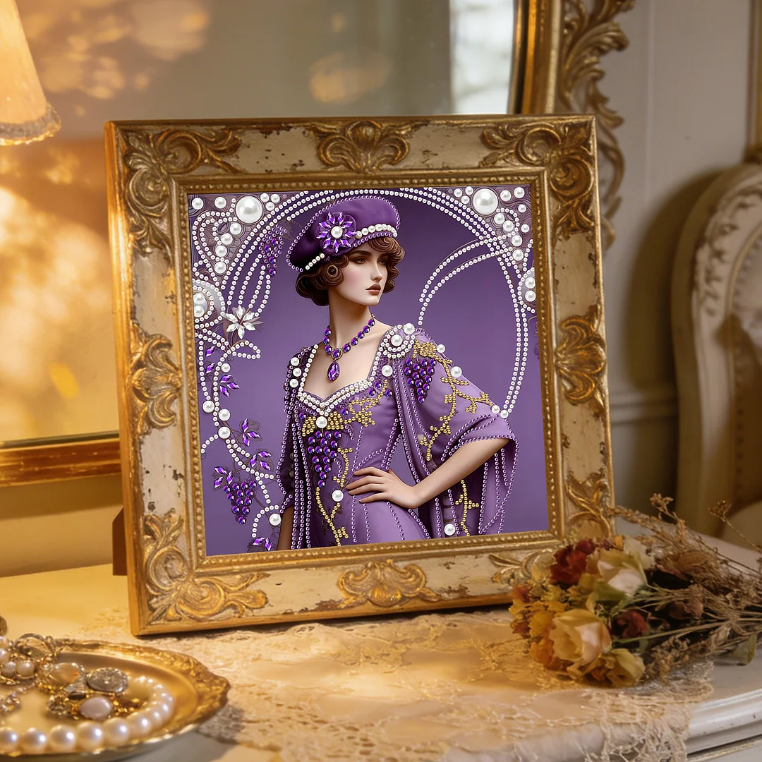 Purple Beauty Special Shaped 5D DIY Partial Drill Diamond Painting Kit 30x30cm