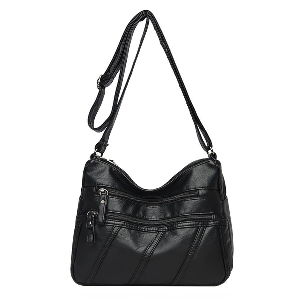 

Fashion Multi-pocket Crossbody Purse Women Vintage Solid PU Shoulder Bags, Black, 501 Original