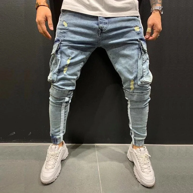 Aonga Cargo Jeans Men Fashion Jogging Streetwear High Quality Brand Hip Hop Denim Trousers Men aonga