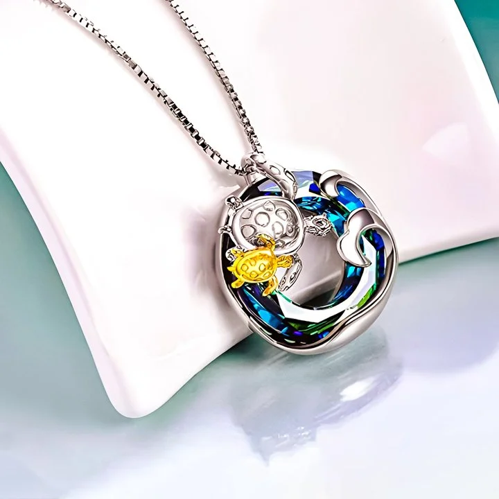 For Daughter - S925 You are Turtley Awesome Crystal Turtle Necklace