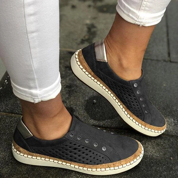 HUXM Women Casual Slip On Hollow-Out Sneakers