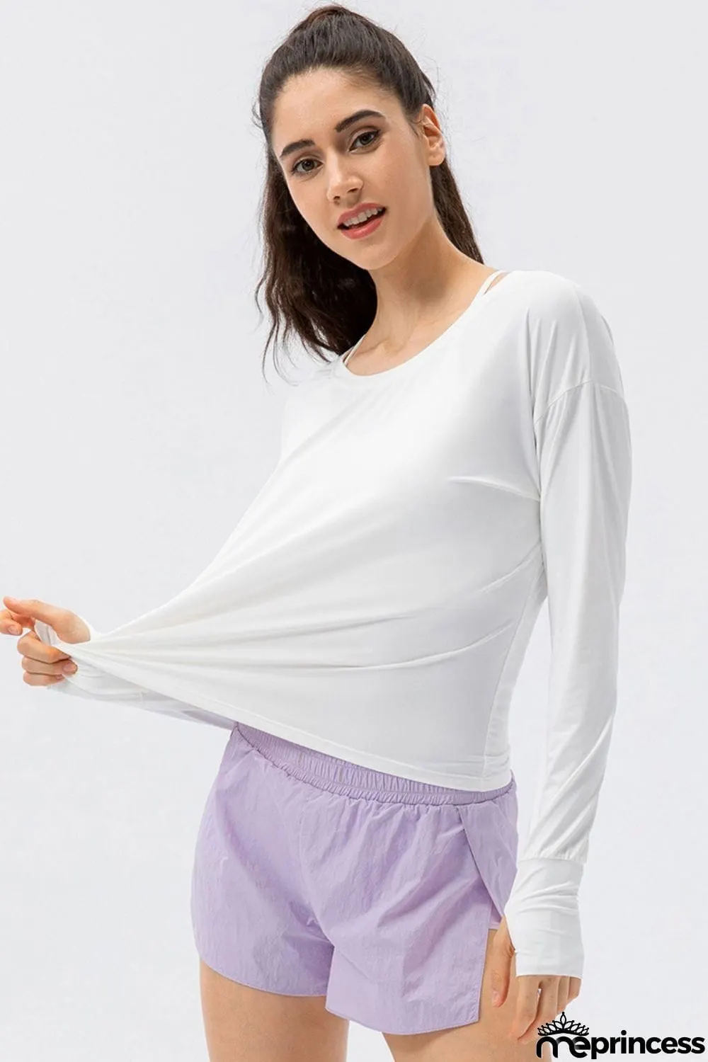 Breathable Round Neck Dropped Shoulder Top