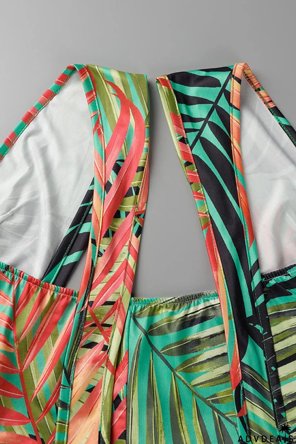 Green Sexy Print Bandage Patchwork Backless Halter Pencil Skirt Dresses