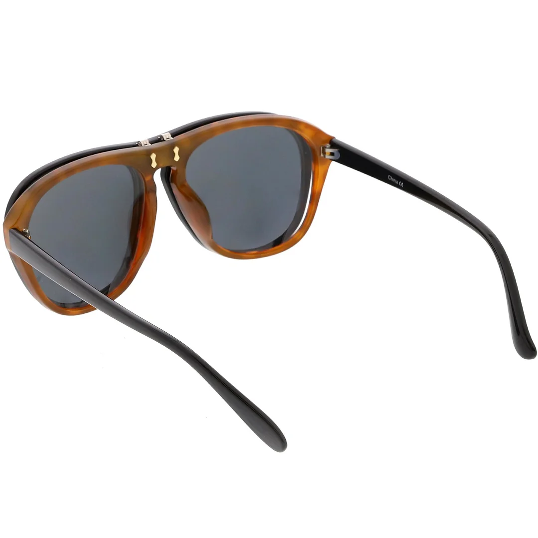 Men's Two Toned Flip-Up Aviator glasses Neutral Colored Lens 55mm
