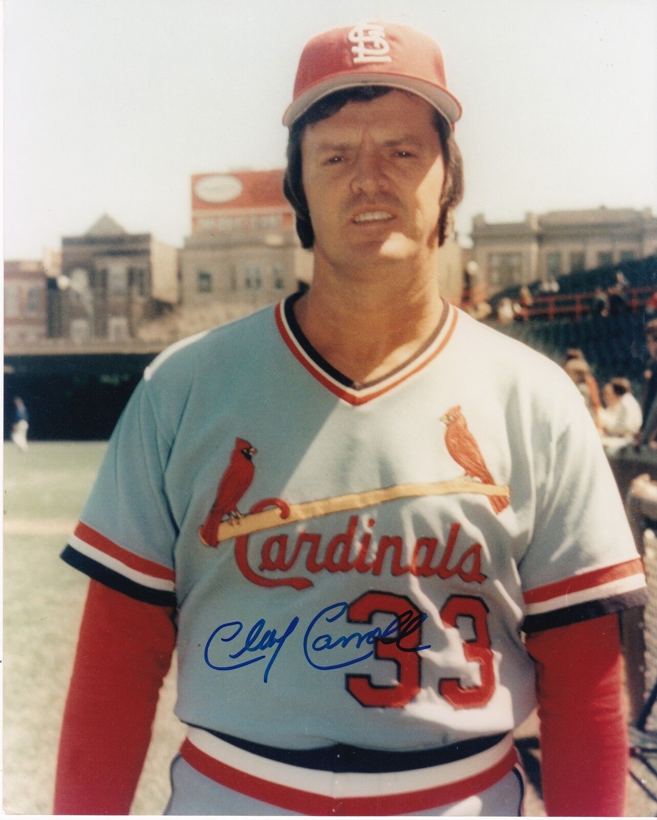 CLAY CARROLL ST. LOUIS CARDINALS ACTION SIGNED 8x10