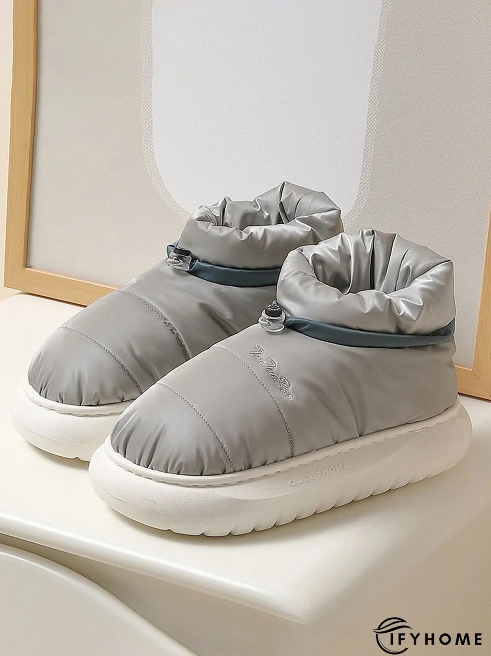 Waterproof Fabric Quilted Non Slip Lined Slipper Boots | IFYHOME