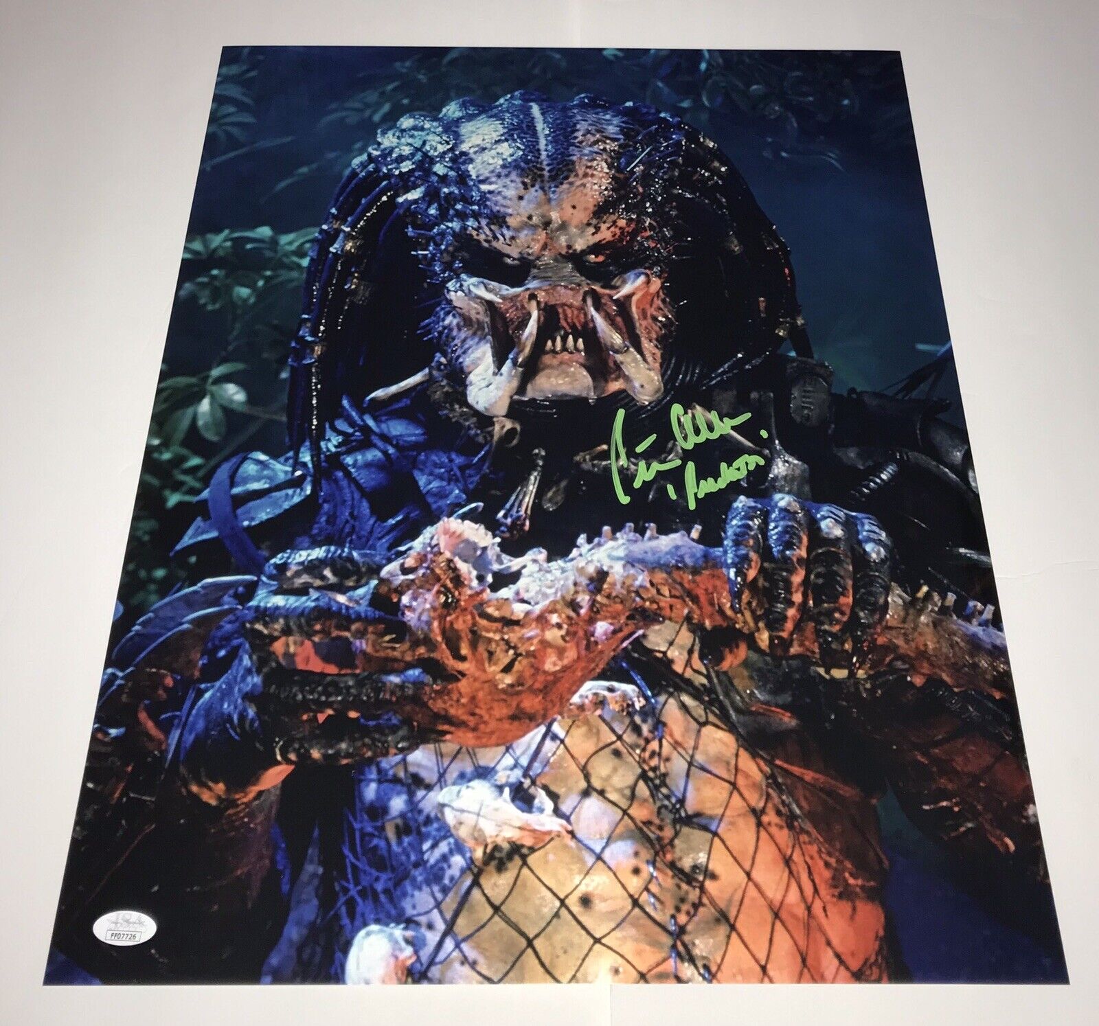 PETER CULLEN Signed THE PREDATOR Metallic 16x20 Photo Poster painting Autograph JSA COA