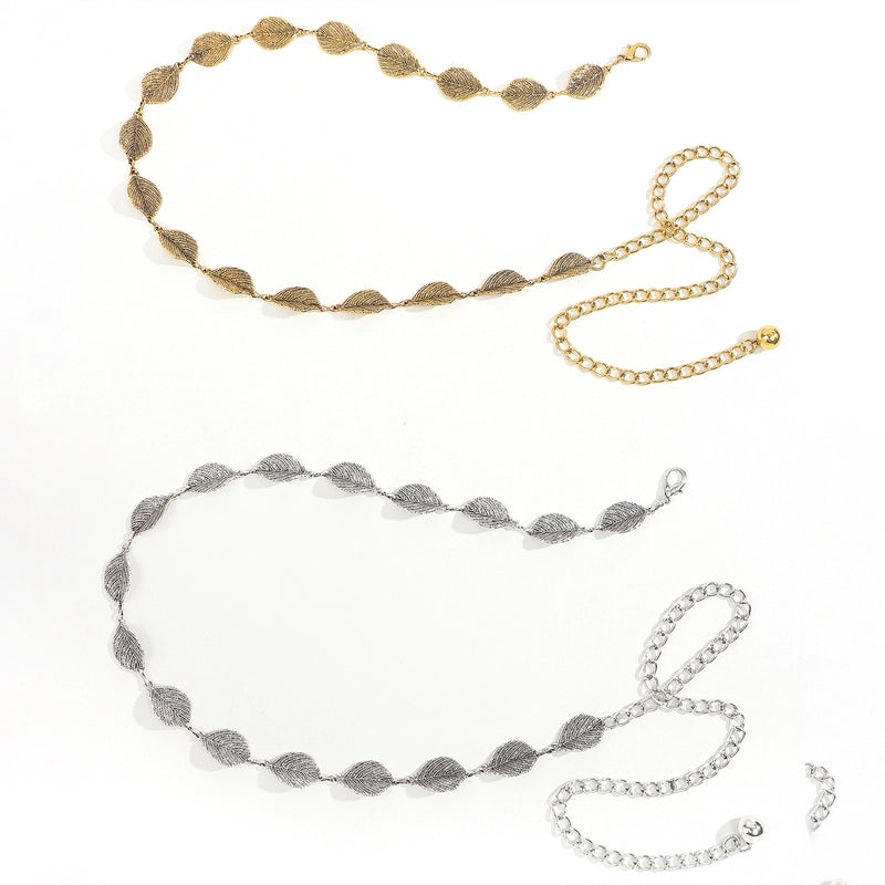 Baroque Style Solid Color Metal Unisex Chain Belts