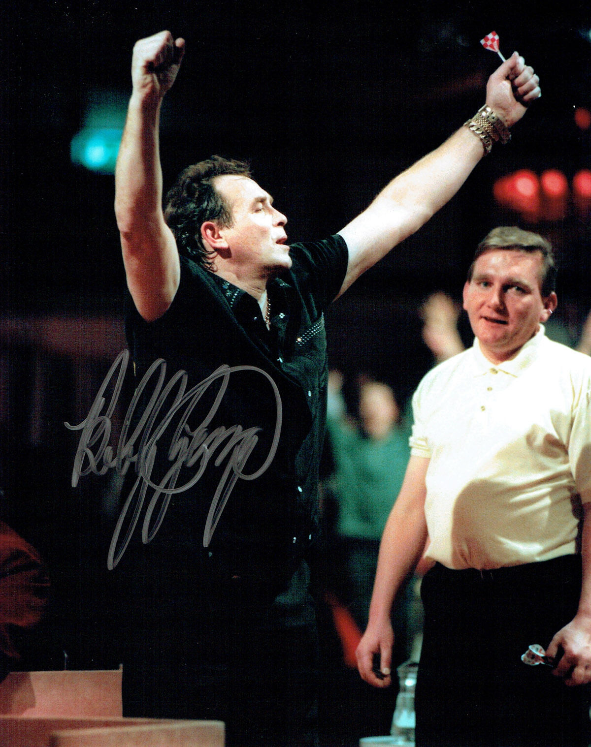 BOBBY GEORGE British Darts Legend SIGNED Autograph 10x8 Photo Poster painting AFTAL COA RARE