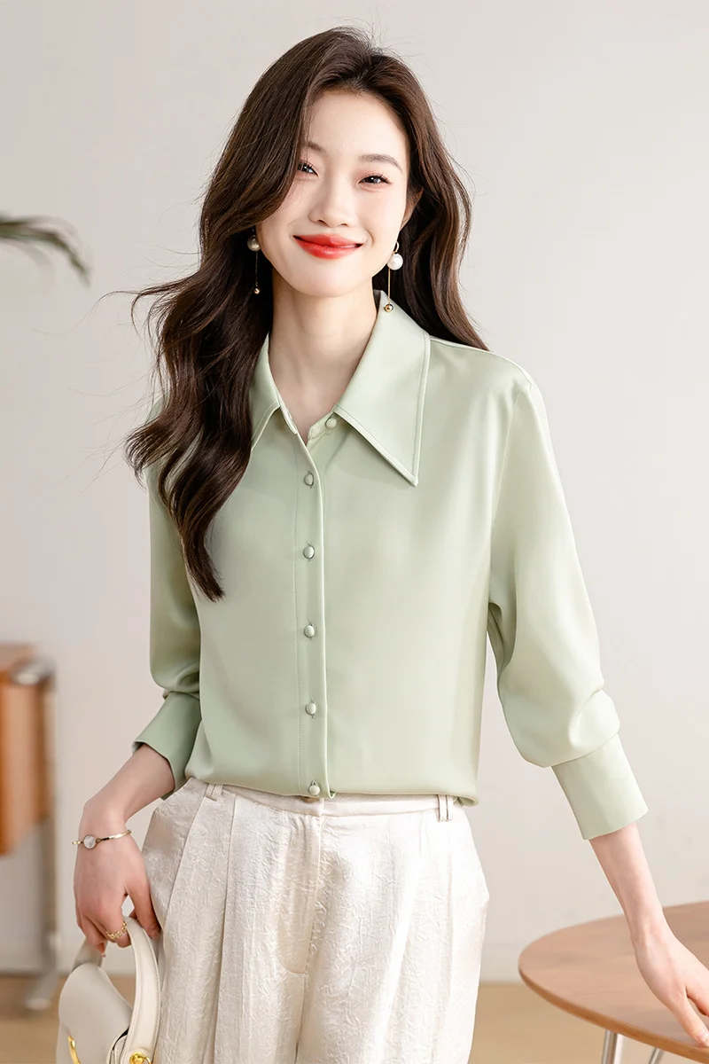 Athvotar Athvotar New Spring Day Overture White Long-Sleeved Set Of Sleeves Of The Maid's Spring Temperament OL Shirt