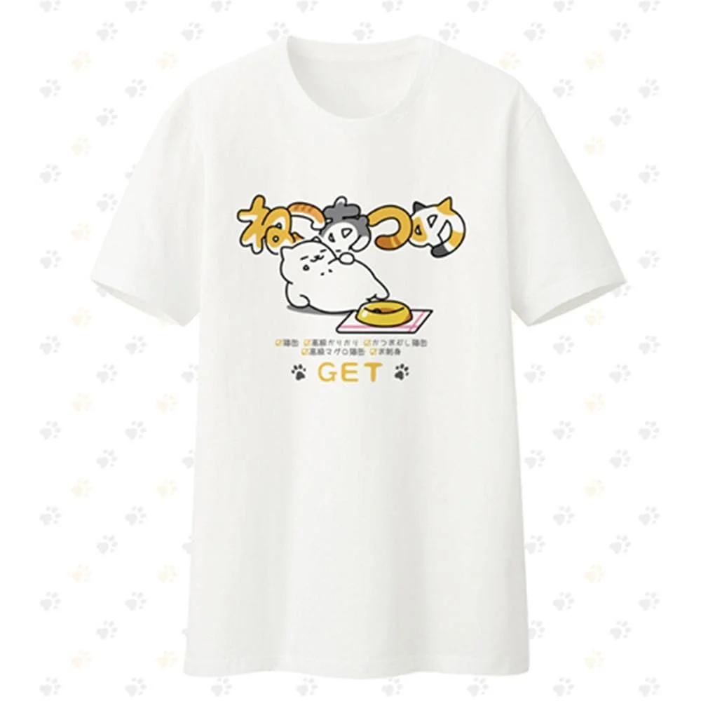 [Neko Atsume] S-2XL White Kawaii Neko Cat T-shirt SP165096