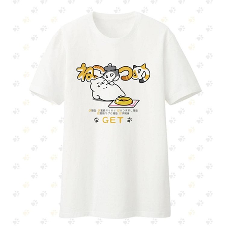 [Neko Atsume] S-2XL White Kawaii Neko Cat T-shirt SP165096