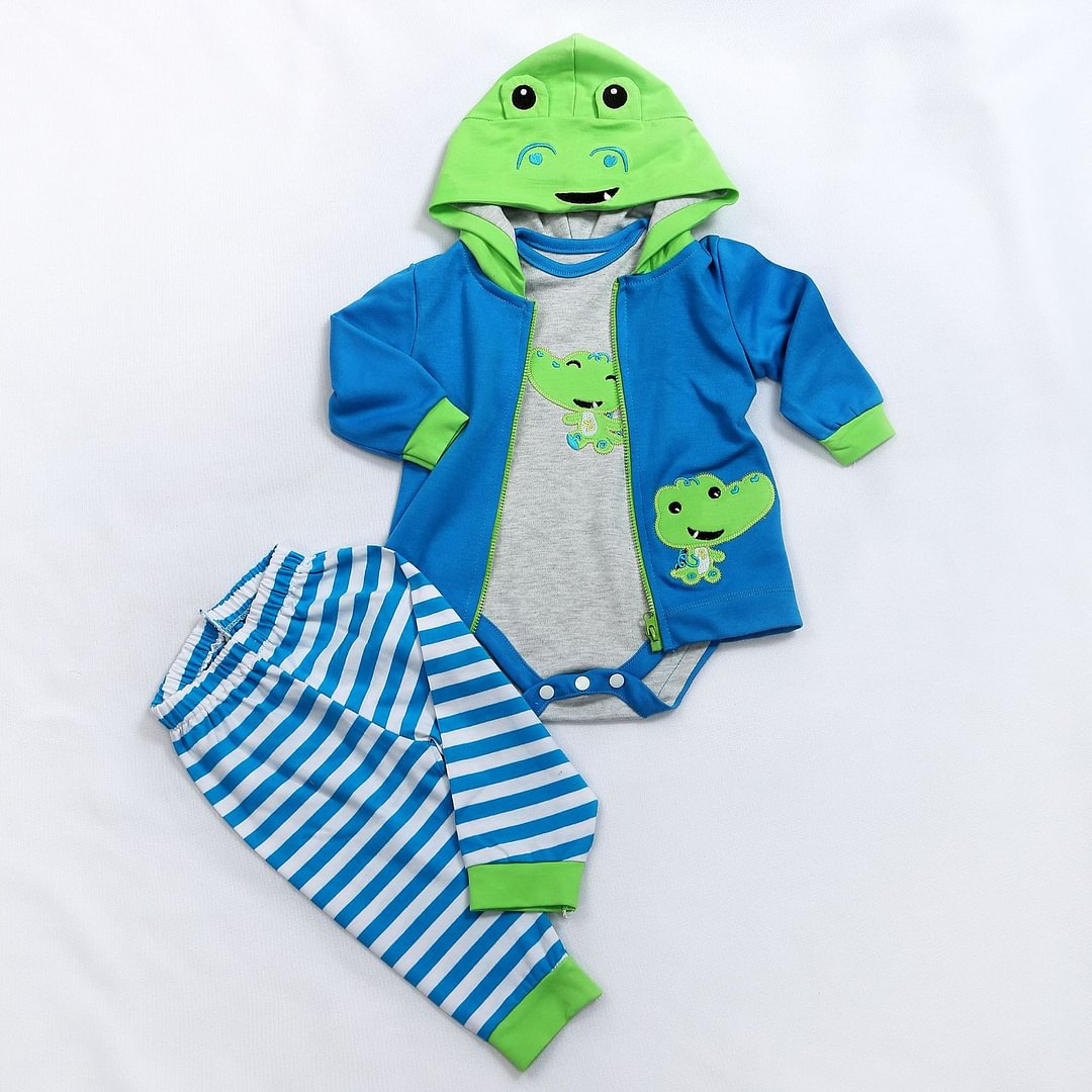 Green Frog Doll Cloth 3-Piece Set for 17 and 22 inch Dolls