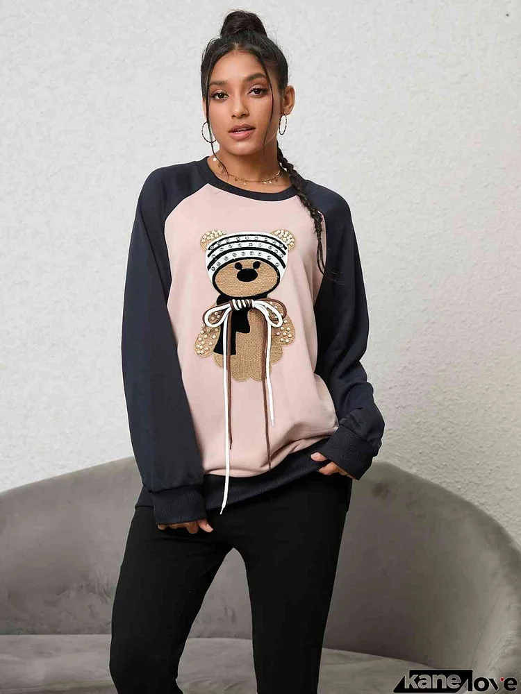 Bear Graphic Raglan Sleeve Sweatshirt