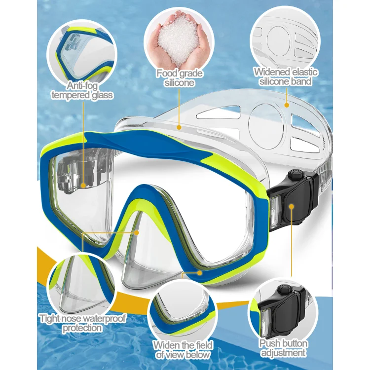 Kids Swim Goggles with Nose Waterproof Design, Wide View